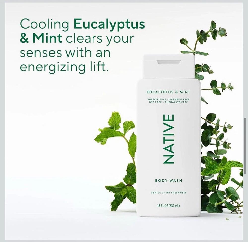 Native Body Wash Eucalyptus & Mint Sulfate Free - 18 fl oz